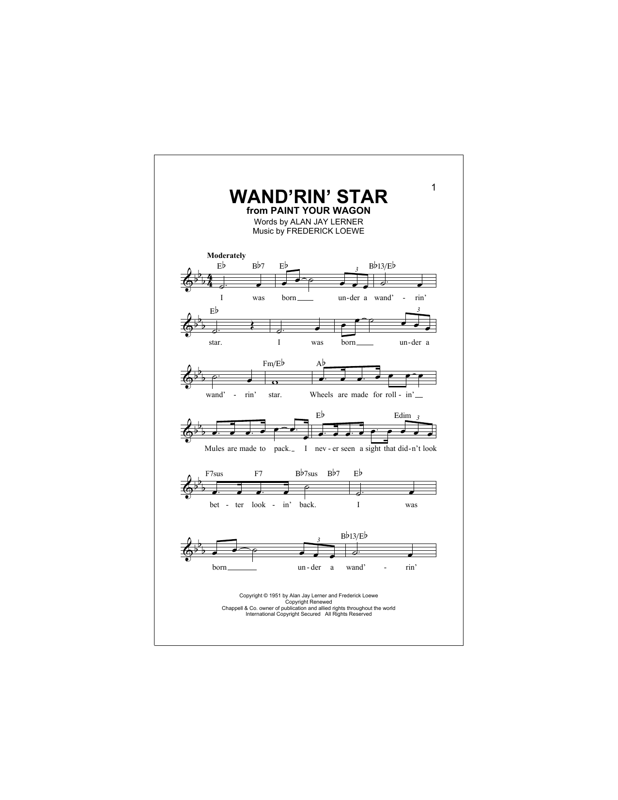 Wand'rin' Star sheet music