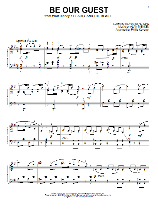 Alan Menken Be Our Guest Classical Version From Beauty And The Beast Arr Phillip Keveren Sheet Music Download Pdf Score 168