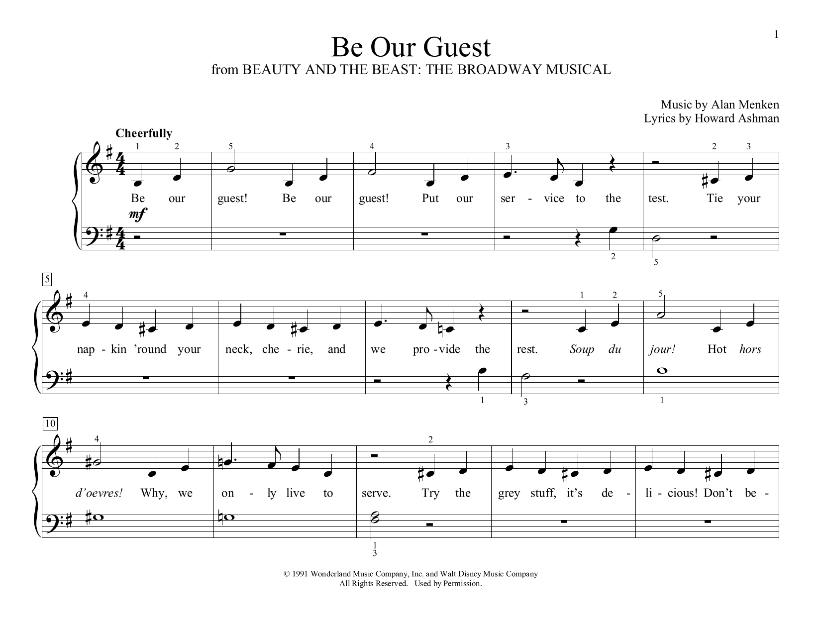 Alan Menken Be Our Guest From Beauty And The Beast Arr Christopher Hussey Sheet Music Download Pdf Score