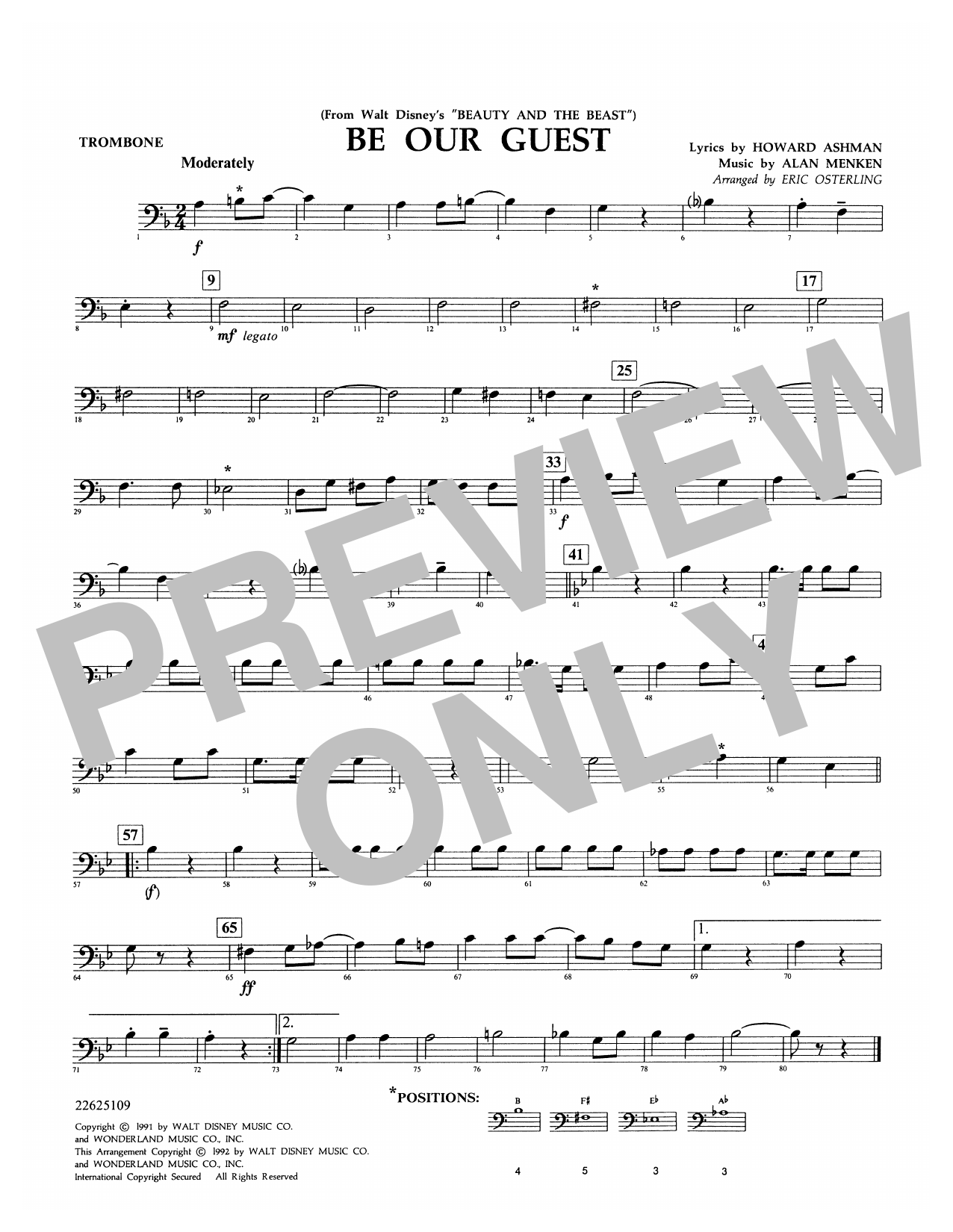 Alan Menken Be Our Guest From Beauty And The Beast Arr Eric Osterling Trombone Sheet Music Download Pdf Score