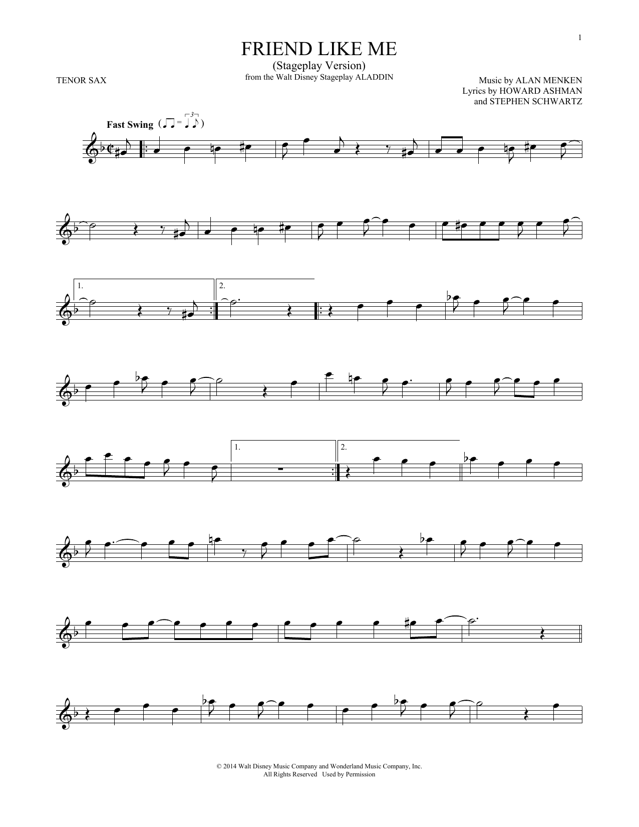 Friend Like Me (from Aladdin) (Stageplay Version) sheet music