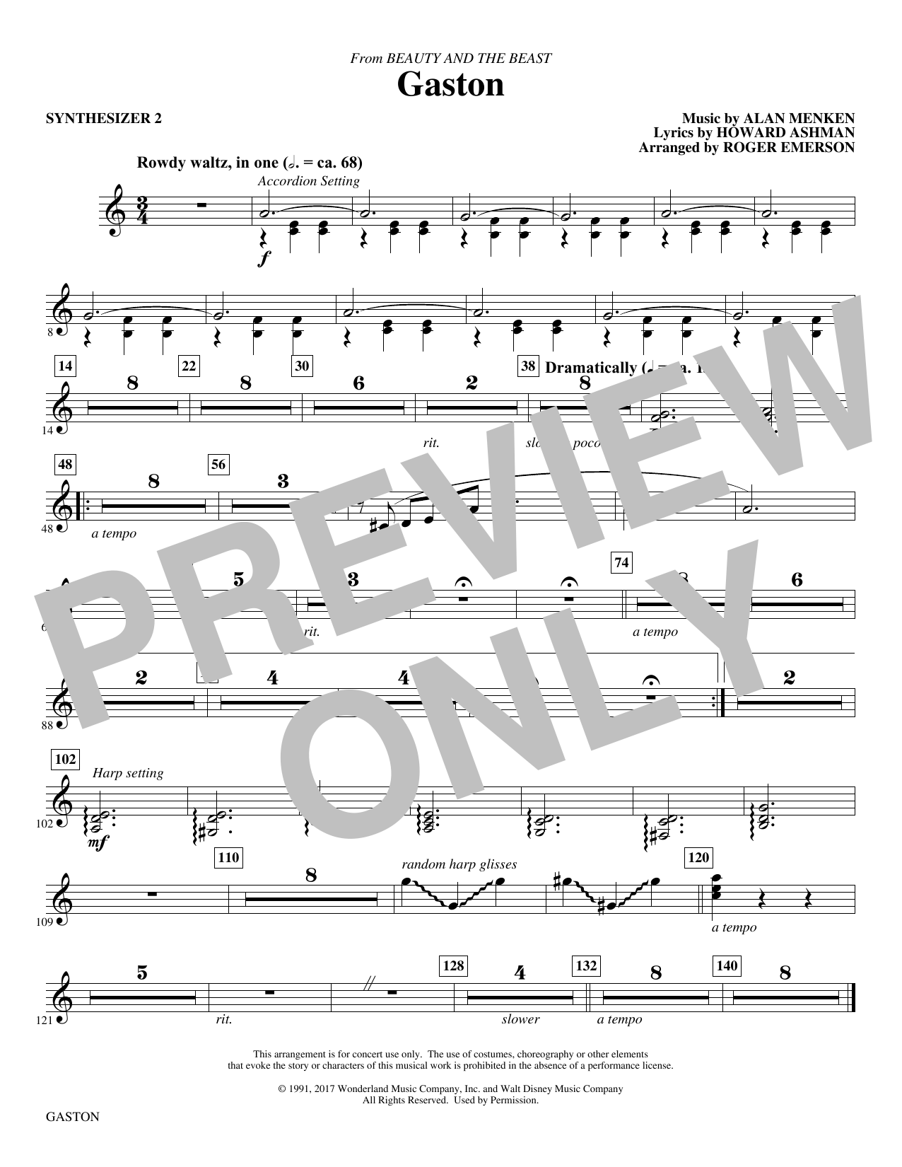 Gaston (from Beauty and The Beast) (arr. Roger Emerson) - Synth 2 sheet music