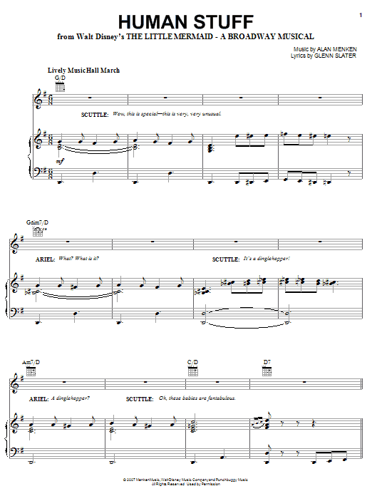Alan Menken Human Stuff From The Little Mermaid A Broadway Musical Sheet Music Download Pdf Score 64839