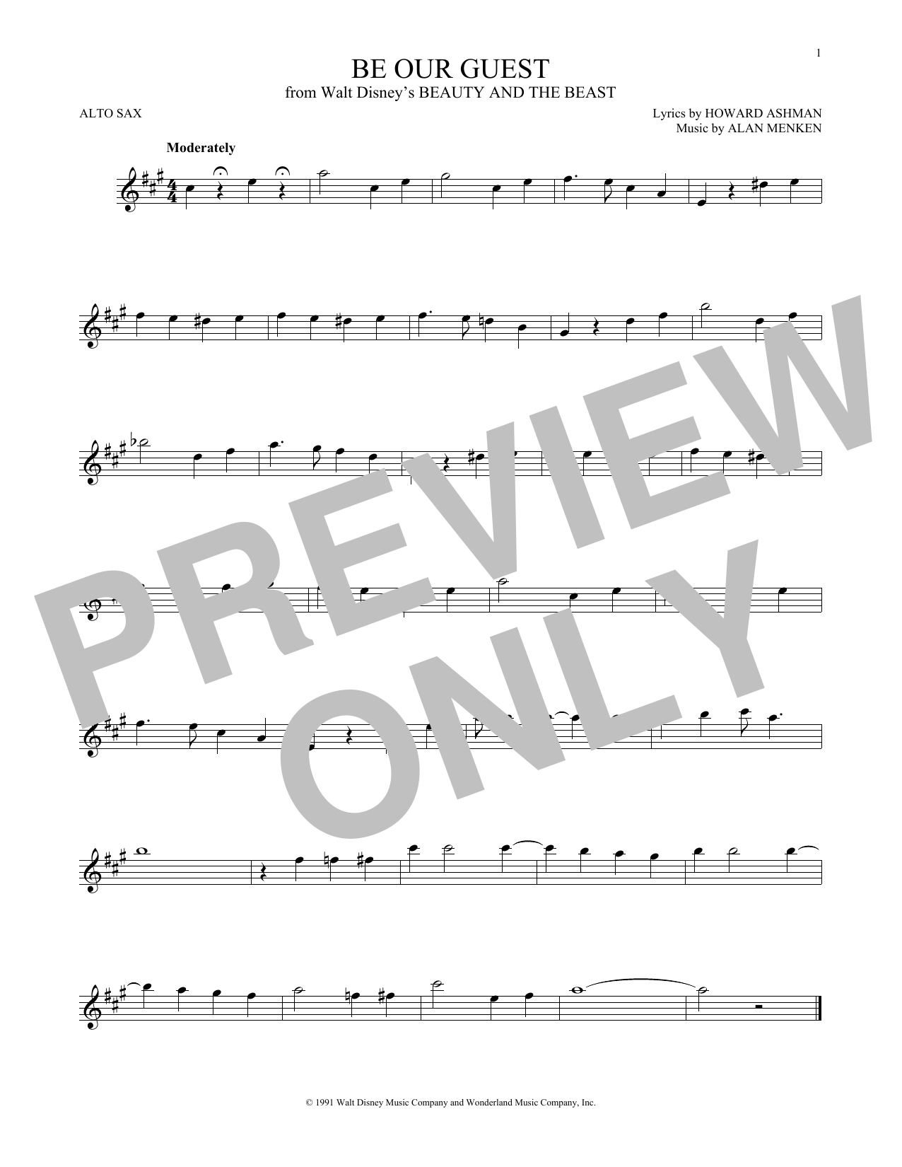 Preview Alan Menken Be Our Guest (from Beauty And The Beast) Children sheet music, notes and chords for Ocarina, SKU: 252929 Be Our Guest (from Beauty And The Beast) sheet music