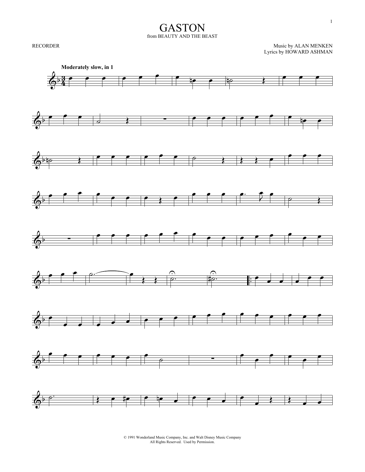 Gaston (from Beauty And The Beast) sheet music