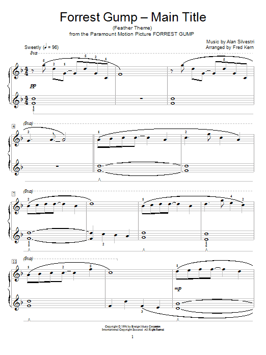 Forrest Gump - Main Title (Feather Theme) sheet music
