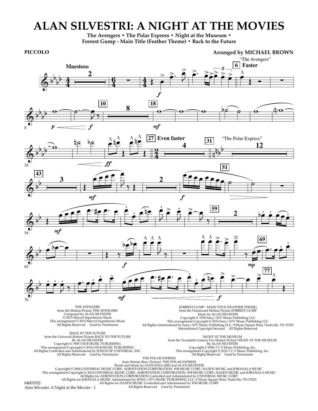 Michael Brown Alan Silvestri A Night At The Movies Piccolo Sheet Music Download Pdf Score 324746
