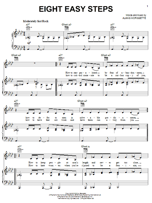 Alanis Morissette Eight Easy Steps Sheet Music Notes & Chords for Piano, Vocal & Guitar (Right-Hand Melody) - Download or Print PDF