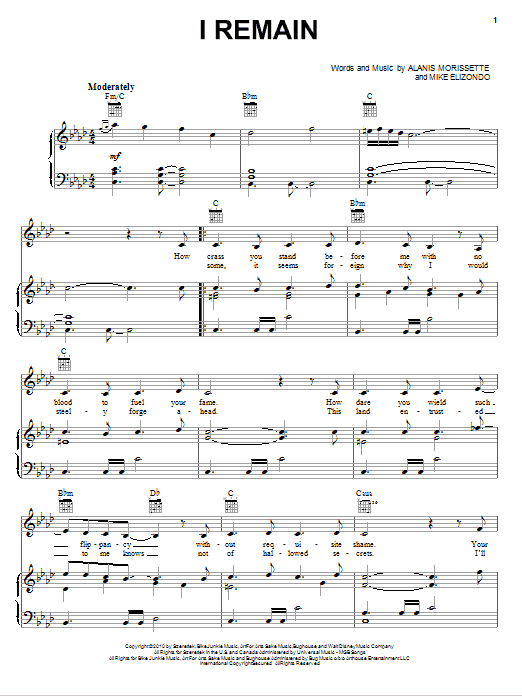 Alanis Morissette I Remain Sheet Music Notes & Chords for Easy Piano - Download or Print PDF