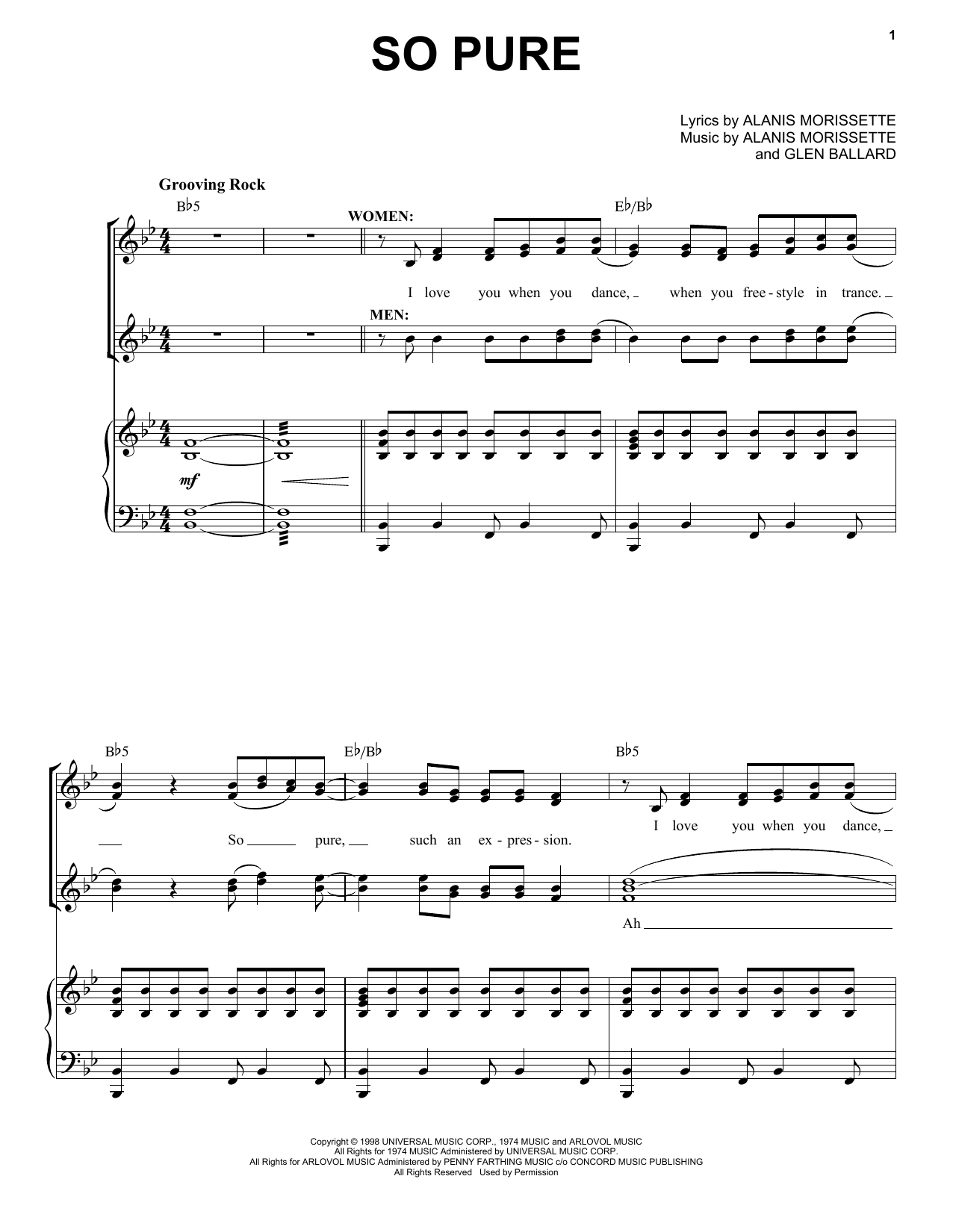 Alanis Morissette Lancer's Party (So Pure) (from Jagged Little Pill The Musical) Sheet Music Notes & Chords for Piano & Vocal - Download or Print PDF