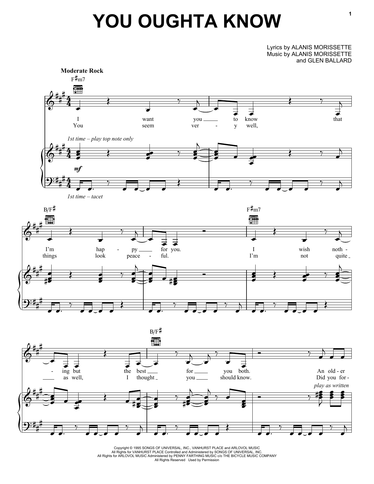 Alanis Morissette You Oughta Know Sheet Music Notes & Chords for Easy Bass Tab - Download or Print PDF