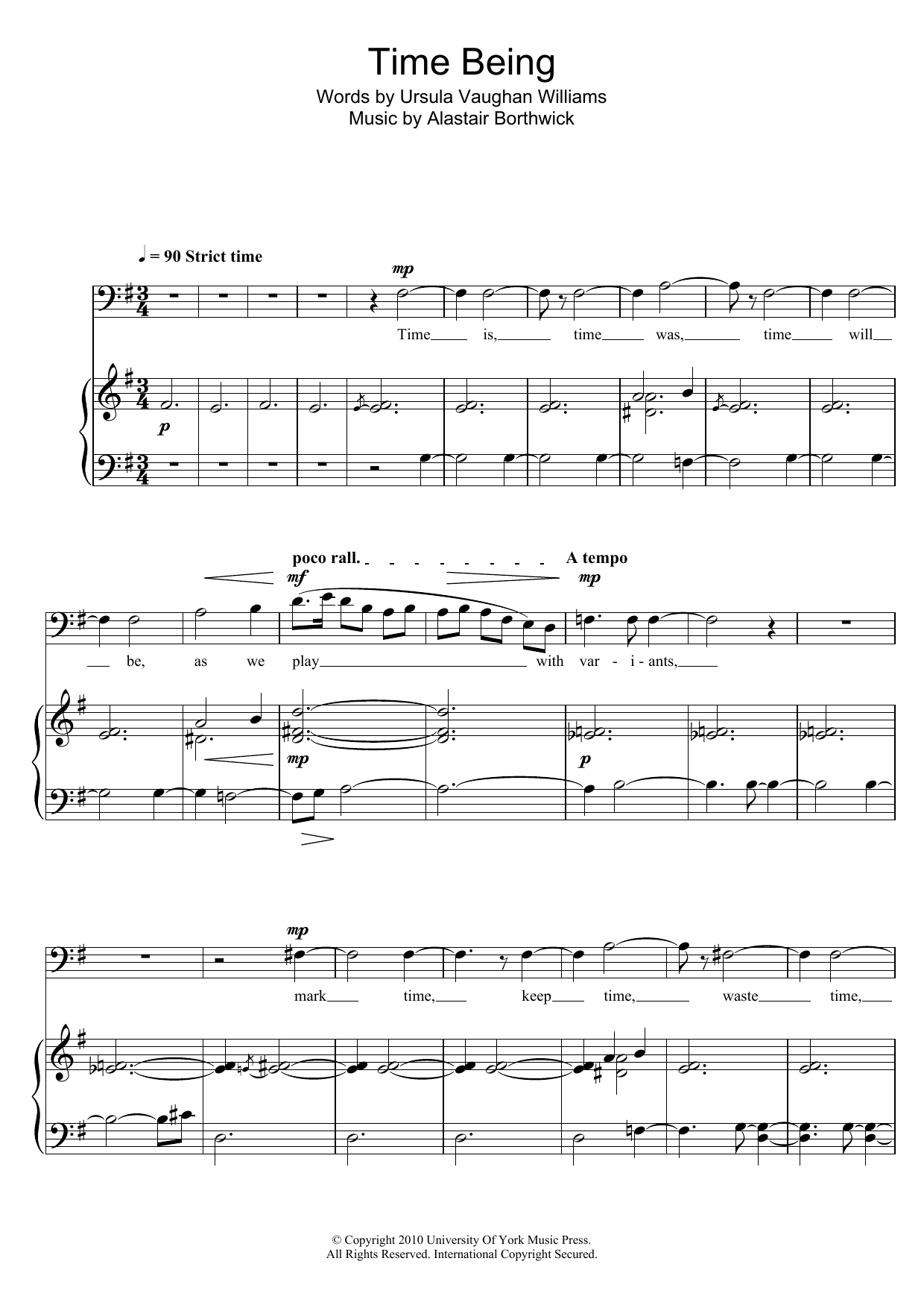 Alastair Borthwick Time Being Sheet Music Notes & Chords for Piano & Vocal - Download or Print PDF