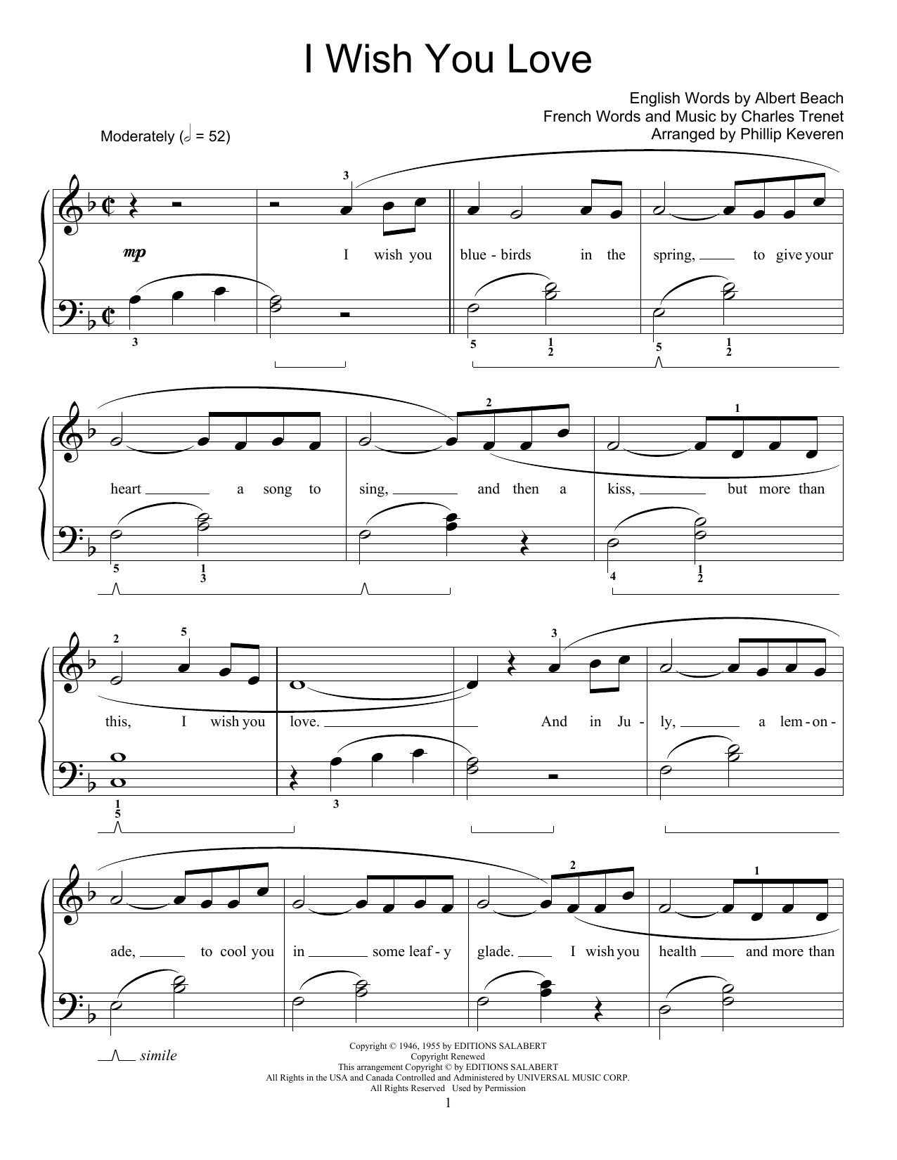 Phillip Keveren I Wish You Love Sheet Music Notes & Chords for Educational Piano - Download or Print PDF