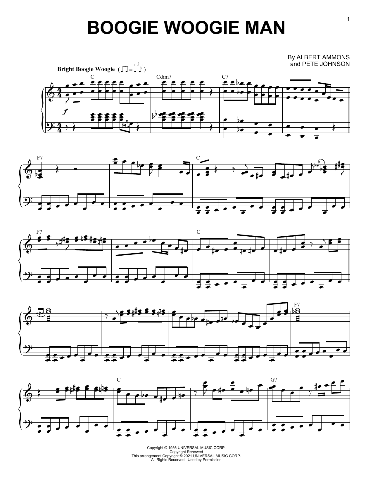 Albert Ammons Boogie Woogie Man (arr. Brent Edstrom) Sheet Music Notes & Chords for Piano Solo - Download or Print PDF