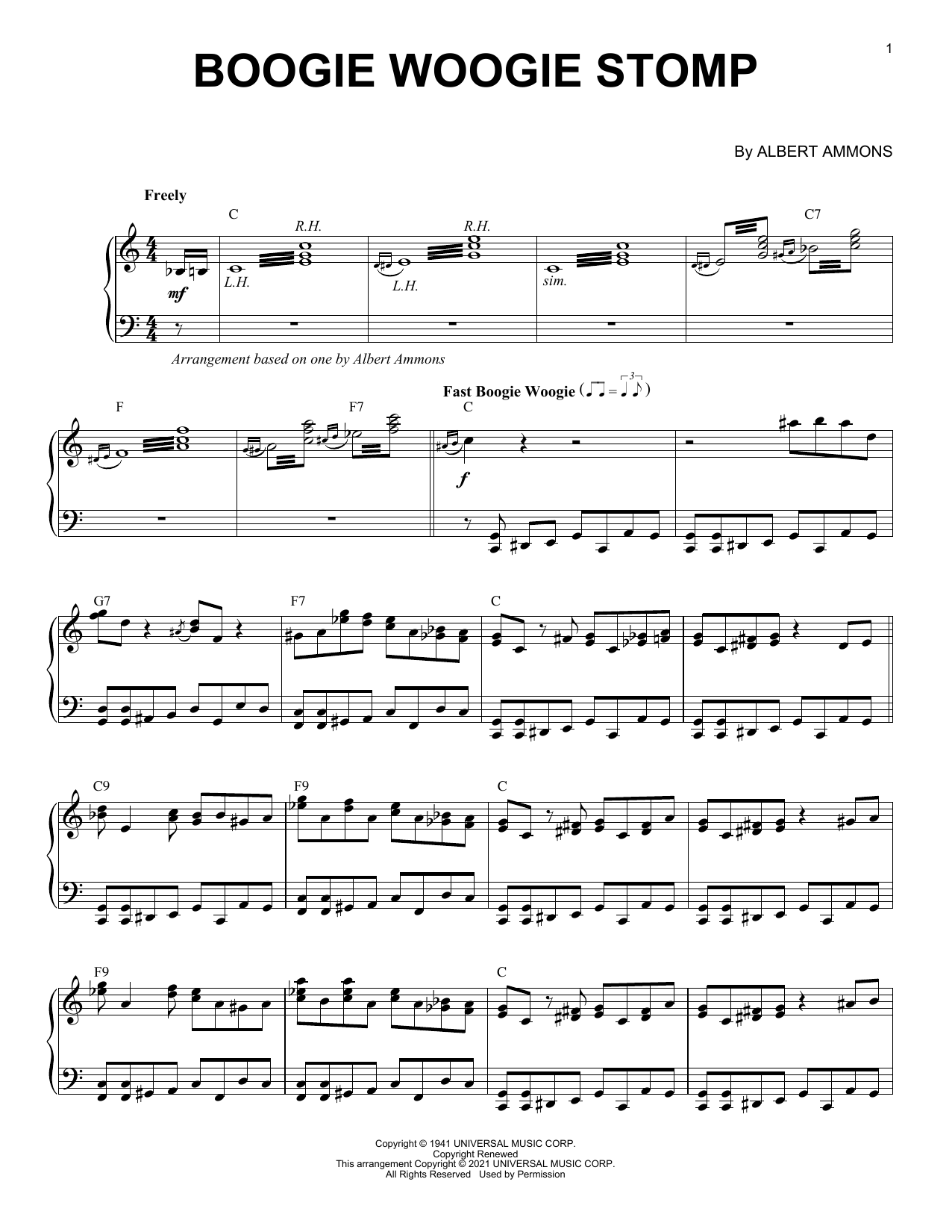 Albert Ammons Boogie Woogie Stomp (arr. Brent Edstrom) Sheet Music Notes & Chords for Piano Solo - Download or Print PDF