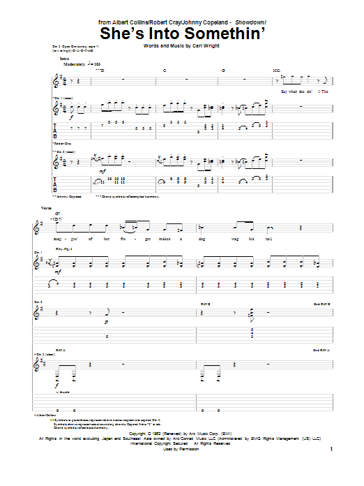 Albert Collins, Robert Cray & Johnny Copeland She's Into Something Sheet Music Notes & Chords for Guitar Tab - Download or Print PDF