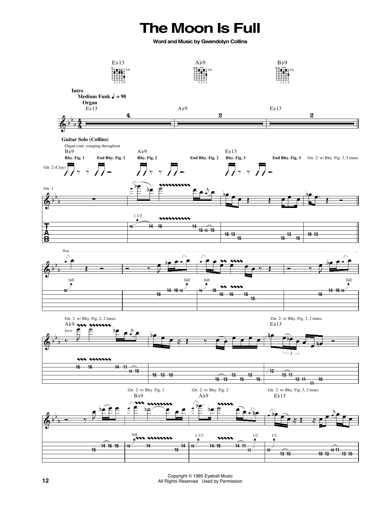 Albert Collins The Moon Is Full Sheet Music Notes & Chords for Guitar Tab - Download or Print PDF