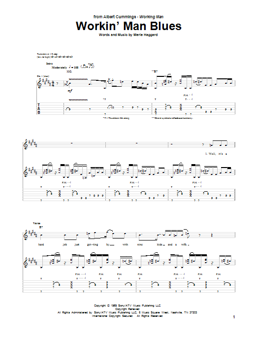 Albert Cummings Workin' Man Blues Sheet Music Notes & Chords for Guitar Tab - Download or Print PDF