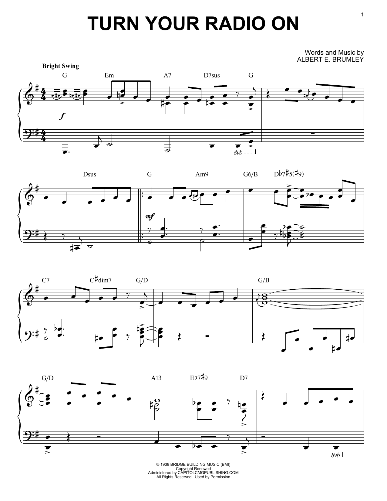 Albert E. Brumley Turn Your Radio On [Jazz version] (arr. Brent Edstrom) Sheet Music Notes & Chords for Piano - Download or Print PDF