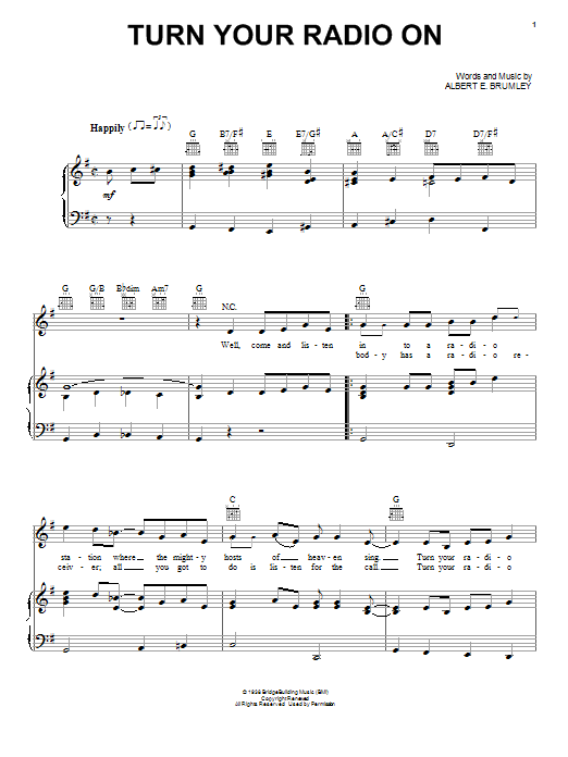Albert E. Brumley Turn Your Radio On Sheet Music Notes & Chords for Lyrics & Chords - Download or Print PDF