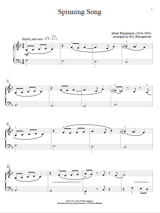 Albert Ellmenreich Spinning Song Sheet Music Notes & Chords for Viola - Download or Print PDF