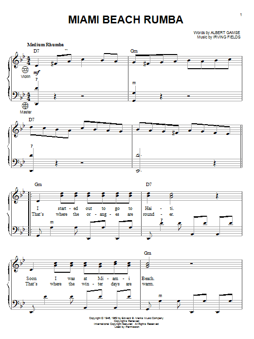 Albert Gamse Miami Beach Rumba Sheet Music Notes & Chords for Accordion - Download or Print PDF