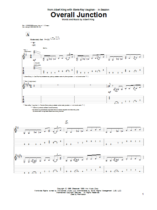 Albert King & Stevie Ray Vaughan Overall Junction Sheet Music Notes & Chords for Guitar Tab - Download or Print PDF
