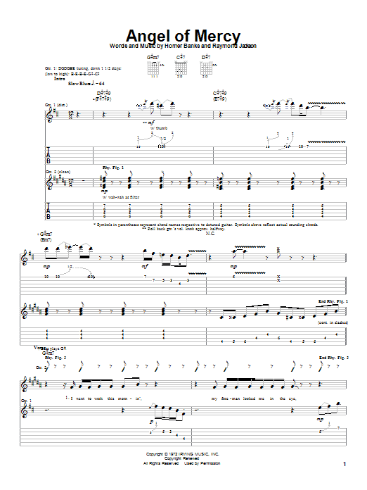 Albert King Angel Of Mercy Sheet Music Notes & Chords for Guitar Tab - Download or Print PDF