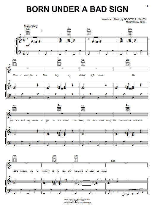 Albert King Born Under A Bad Sign Sheet Music Notes & Chords for Guitar Lead Sheet - Download or Print PDF