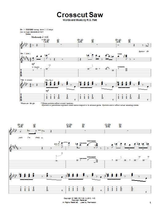 Albert King Crosscut Saw Sheet Music Notes & Chords for Guitar Tab - Download or Print PDF