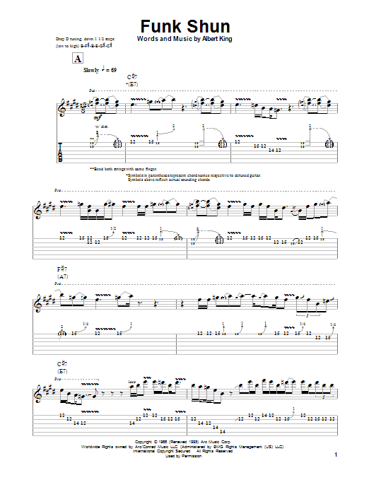 Albert King Funk Shun Sheet Music Notes & Chords for Guitar Tab Play-Along - Download or Print PDF
