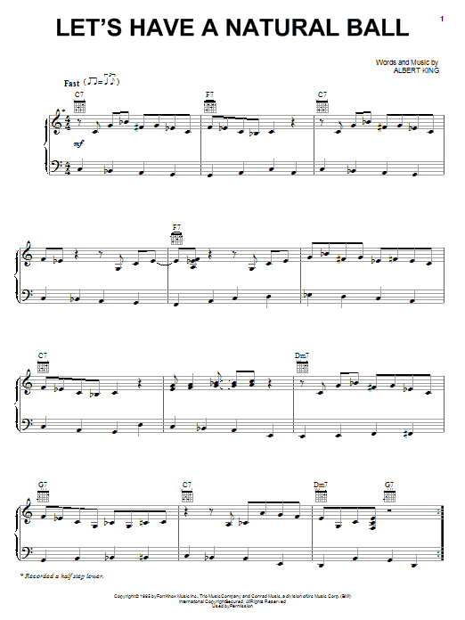 Albert King Let's Have A Natural Ball Sheet Music Notes & Chords for Real Book – Melody, Lyrics & Chords - Download or Print PDF