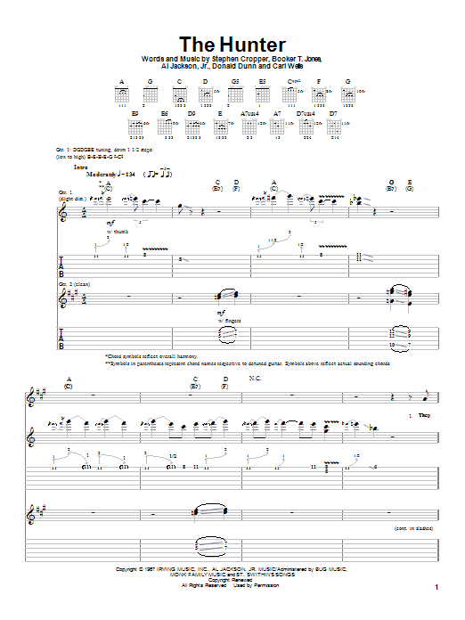 Albert King The Hunter Sheet Music Notes & Chords for Guitar Tab - Download or Print PDF