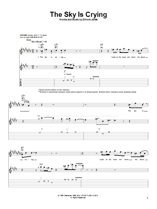 Albert King The Sky Is Crying Sheet Music Notes & Chords for Guitar Tab - Download or Print PDF