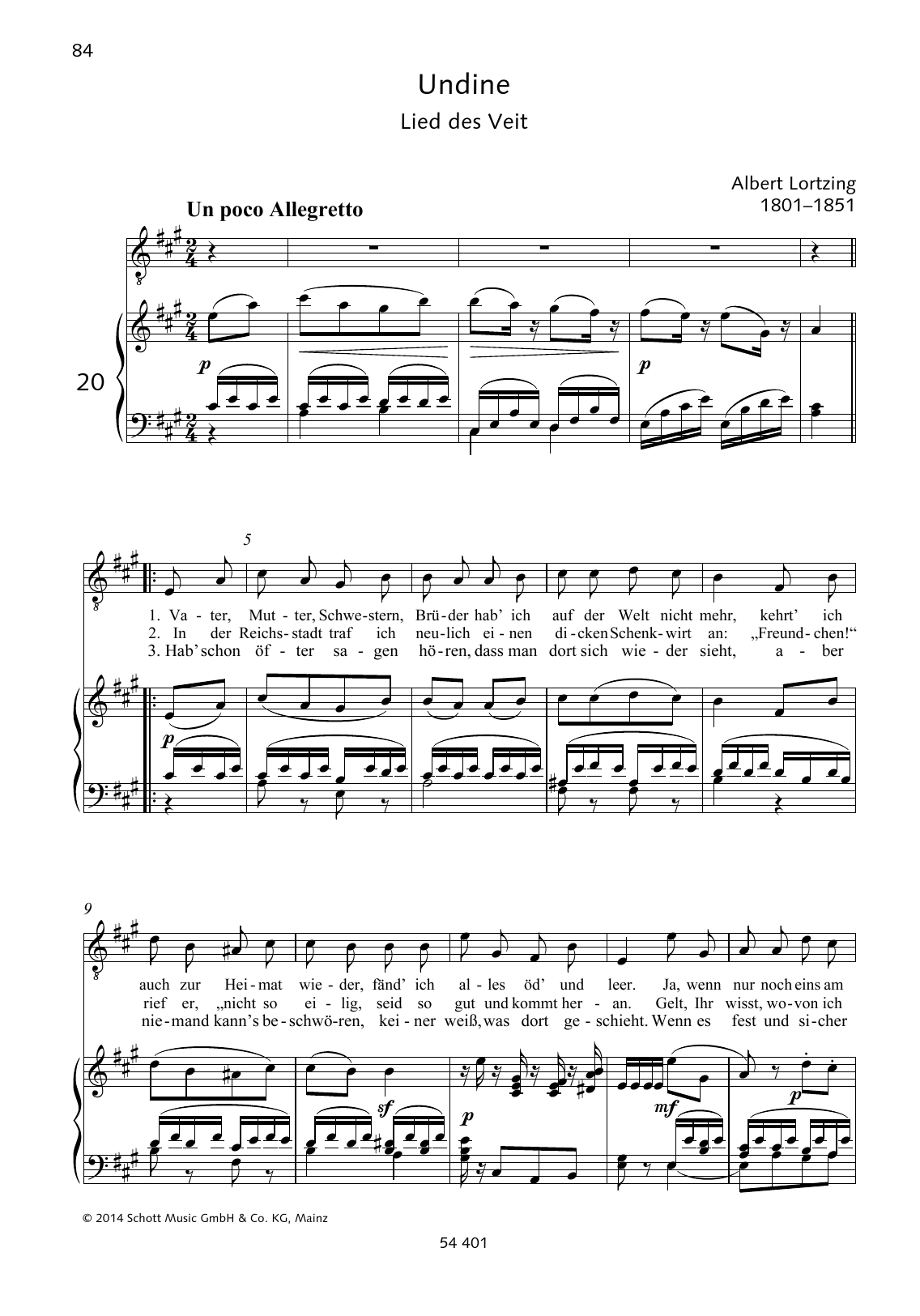Albert Lortzing Vater, Mutter, Schwestern, Brüder Sheet Music Notes & Chords for Piano & Vocal - Download or Print PDF