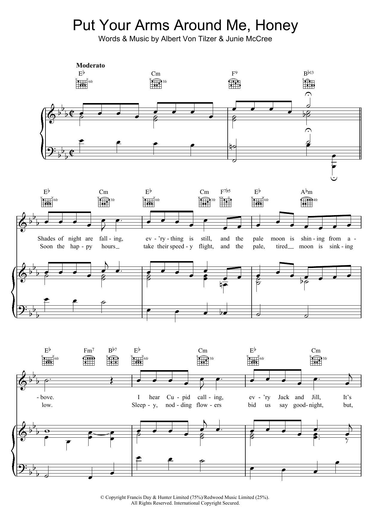 Albert von Tilzer Put Your Arms Around Me Sheet Music Notes & Chords for Piano, Vocal & Guitar (Right-Hand Melody) - Download or Print PDF