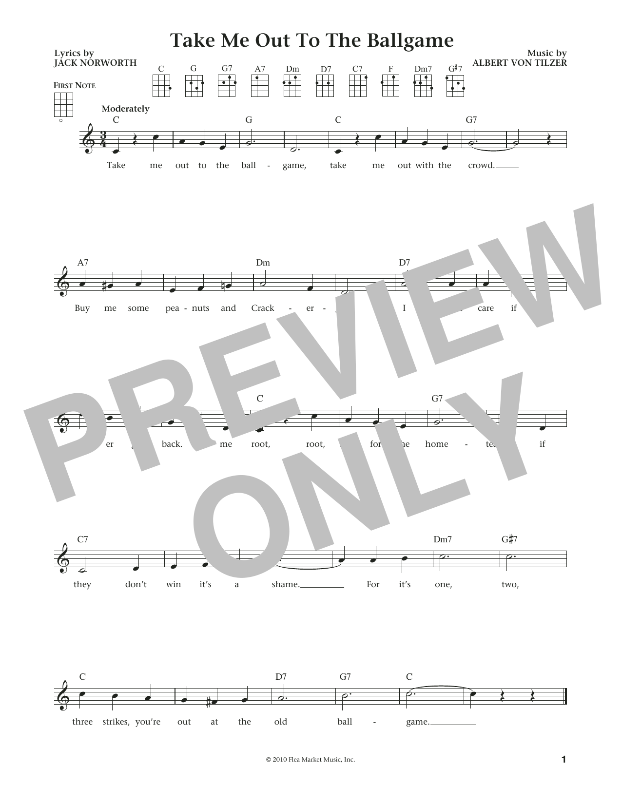 Albert von Tilzer Take Me Out To The Ball Game (from The Daily Ukulele) (arr. Liz and Jim Beloff) Sheet Music Notes & Chords for Ukulele - Download or Print PDF