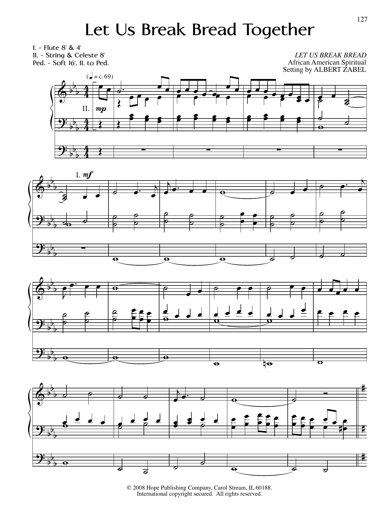 Albert Zabel Let Us Break Bread Together Sheet Music Notes & Chords for Organ - Download or Print PDF