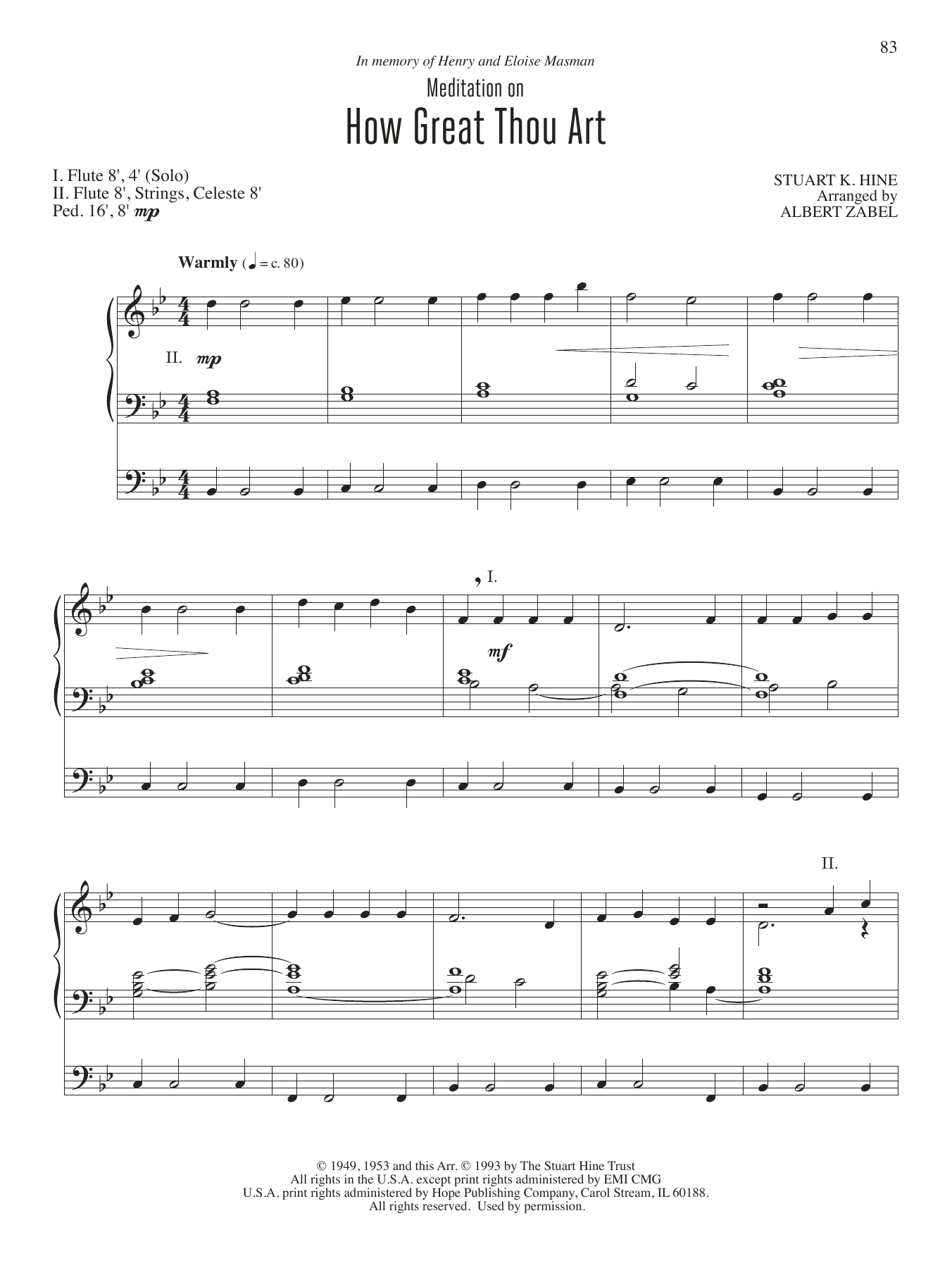 Albert Zabel Meditation on How Great Thou Art Sheet Music Notes & Chords for Organ - Download or Print PDF