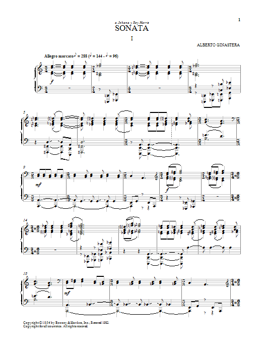 Alberto Ginastera Sonata No. 1, Op. 22 Sheet Music Notes & Chords for Piano - Download or Print PDF