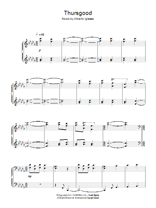 Alberto Iglesias Thursgood Sheet Music Notes & Chords for Piano - Download or Print PDF