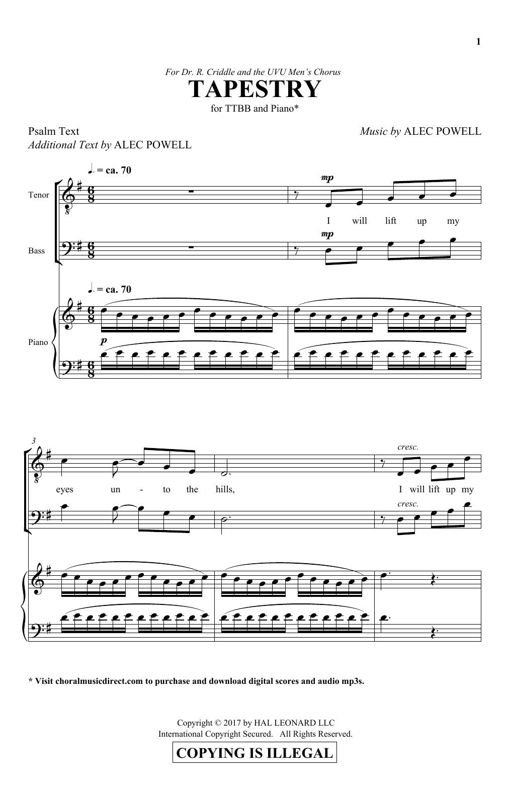 Alec Powell Tapestry Sheet Music Notes & Chords for TTBB - Download or Print PDF