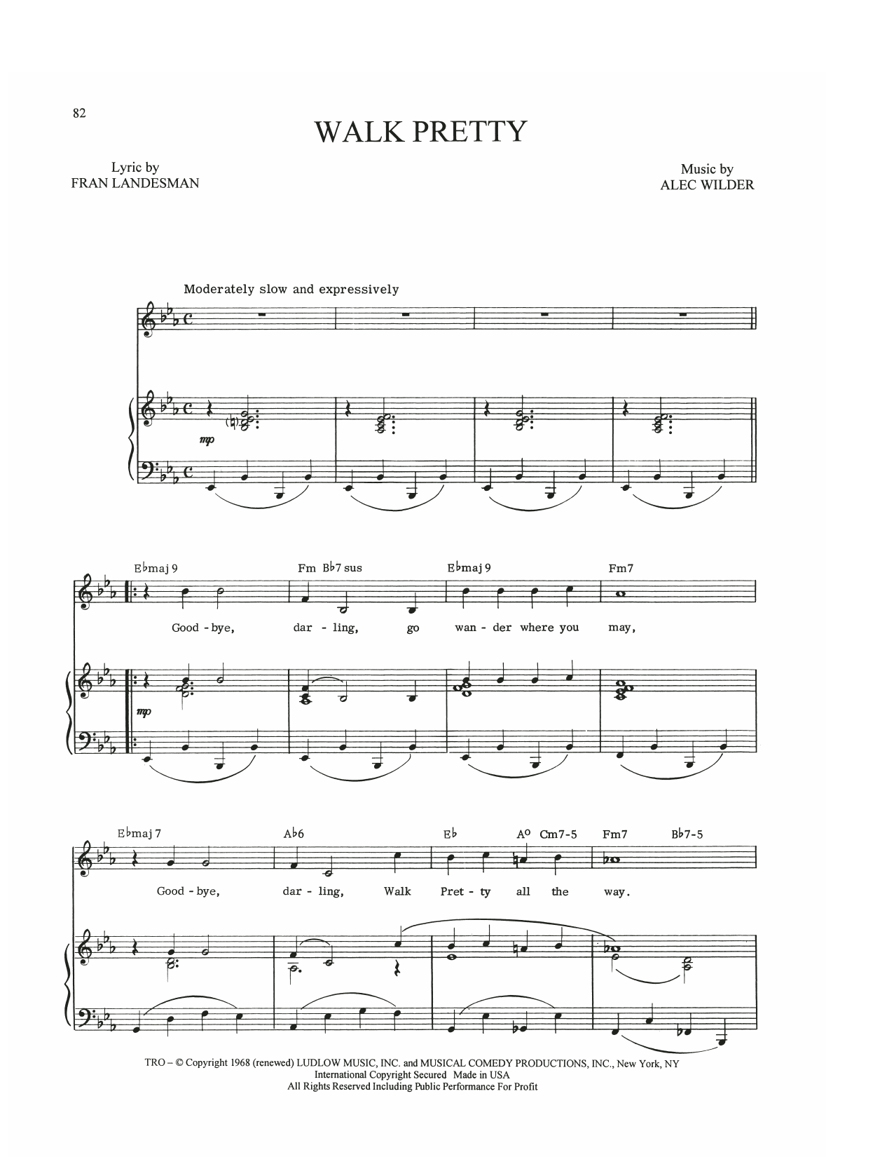 Alec Wilder Walk Pretty Sheet Music Notes & Chords for Piano, Vocal & Guitar Chords (Right-Hand Melody) - Download or Print PDF