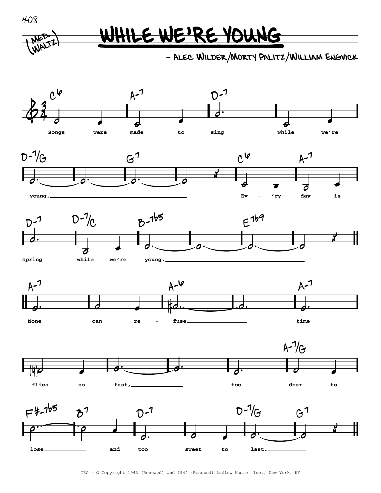 Alec Wilder While We're Young (Low Voice) Sheet Music Notes & Chords for Real Book – Melody, Lyrics & Chords - Download or Print PDF Alec Wilder While We're Young (Low Voice) Sheet Music Notes & Chords for Real Book – Melody, Lyrics & Chords - Download or Print PDF