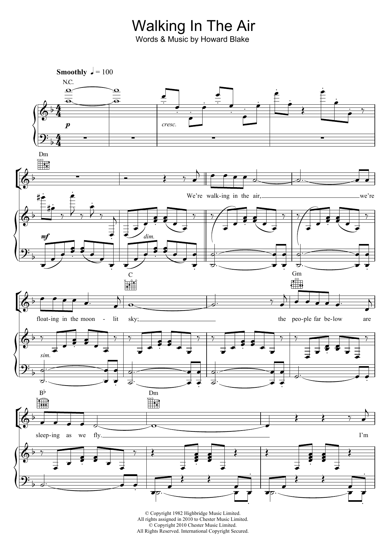 Aled Jones Walking In The Air Duet (theme from The Snowman) Sheet Music Notes & Chords for Piano, Vocal & Guitar - Download or Print PDF