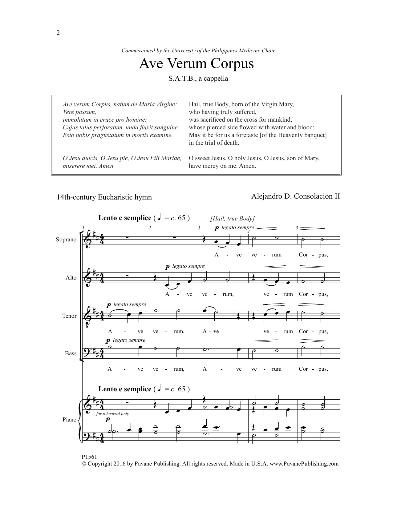 Alejandro Consolacion Ave Verum Corpus Sheet Music Notes & Chords for Choral - Download or Print PDF