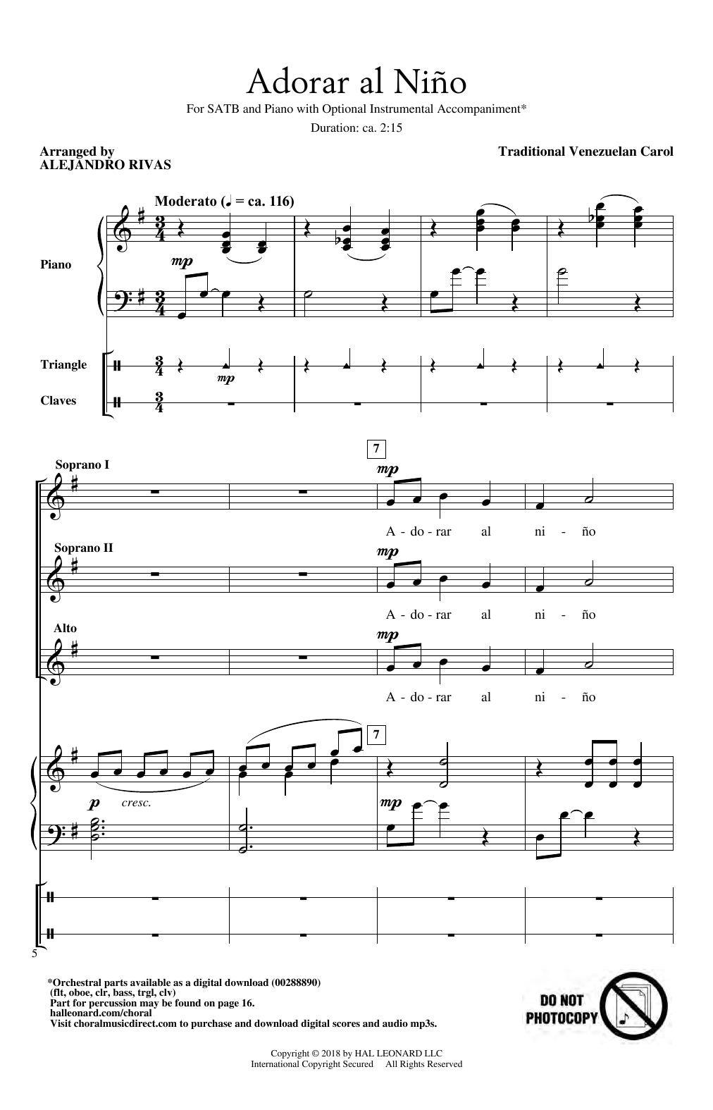 Alejandro Rivas Adorar Al Nino Sheet Music Notes & Chords for SSA Choir - Download or Print PDF