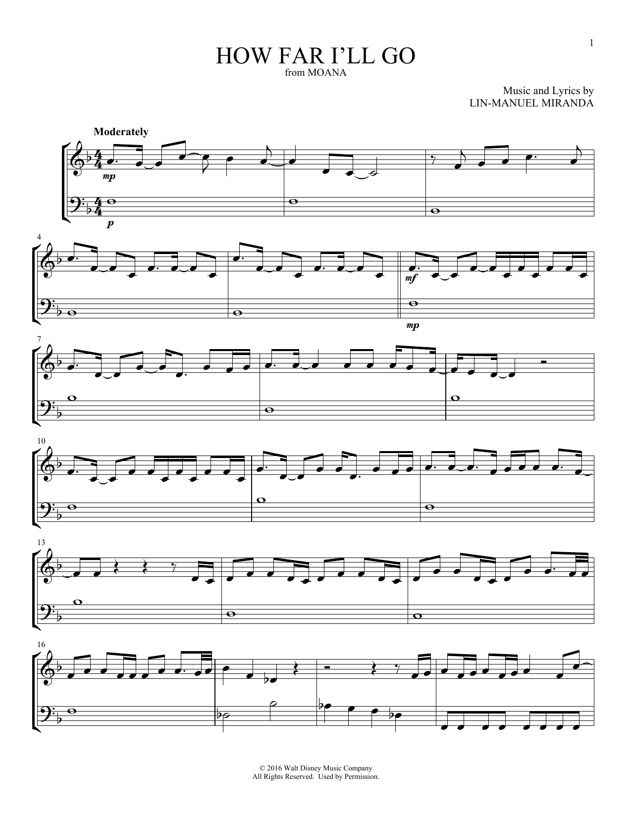 How Far I'll Go (from Moana) sheet music