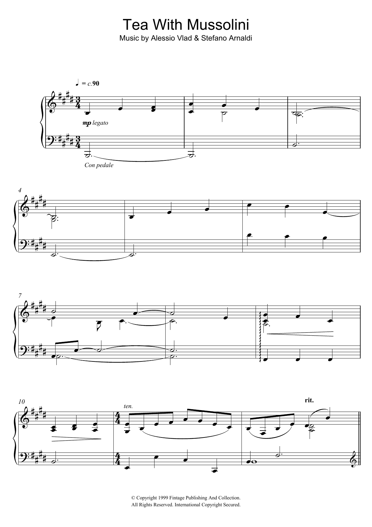 Alessio Vlad Tea With Mussolini (Ladies) Sheet Music Notes & Chords for Piano - Download or Print PDF