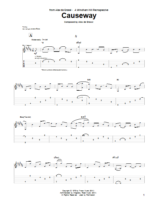 Alex de Grassi Causeway Sheet Music Notes & Chords for Guitar Tab - Download or Print PDF